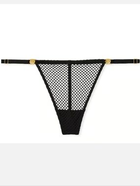 Victoria's secret very sexy fishnet adjustable v-string panty BLACK MEDIUM